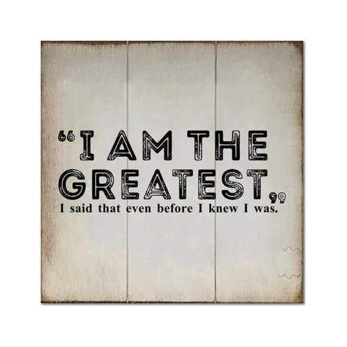 Arupkeer I Am The Greatest Wood Signs Retro Wood Plaque Sign Family Phrase Wood Decor Farmhouse Wall Hanging Plaque for Bedroom Kitchen Living Room Table Housewarming Gift 8x8in