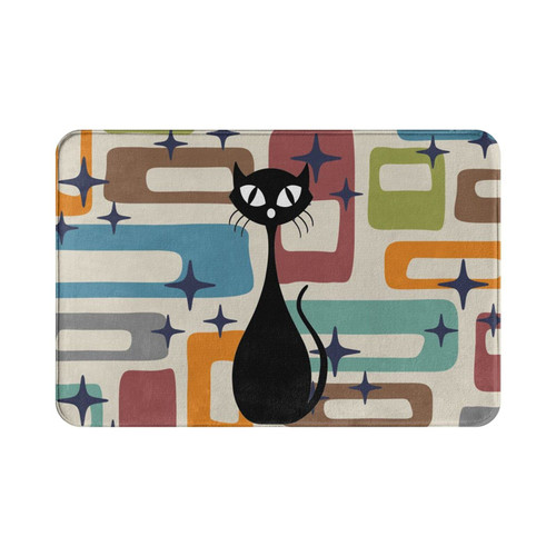 Akuroou Cute Cat Bathroom Rug Funny Animal Bath Mat Mid Century Door Mat 15.7X 23.5 in