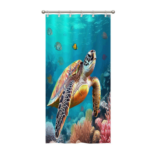 MangGou Shower Curtain with Hooks Coastal Watercolor Sea Turtle Bath Curtain 36x72in Seaside Ocean Seabed World Animal Waterproof Bathroom Curtain Nautical Summer Bathtub Shower Curtains