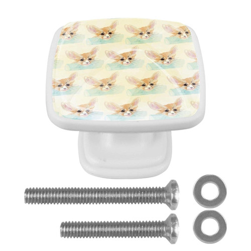 Painted Fox Heads Glass Cabinet Knobs Drawer Knobs Dresser Knobs Crystal Glass Knobs Drawer Pulls with Screws for Cabinet Home Office Cupboard