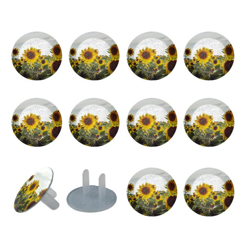 Electrical Outlet Covers 12 Pack, Plastic Plugs Covers Socket Protector Safety Caps - Sunflowers