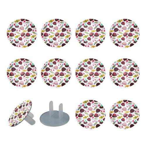 Electrical Outlet Covers 12 Pack, Plastic Plugs Covers Socket Protector Safety Caps - Sweets Pattern