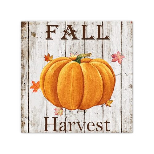 Fall Pumpkin Harvest Canvas Prints Wall Art for Dorm Room Decor Motivational Thanksgiving Gift Autumn Leaf Canvas Wall Art Quotes for Entrance Cabin Table Decor 12x12 Inch
