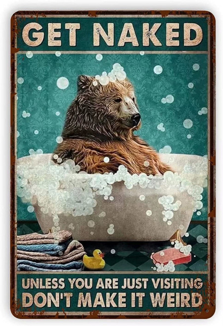 Cabenrm Bear Bath Metal Tin Retro Sign Metal Poster, Bear Metal Poster, Funny Bathroom Wall Art, Bathroom Hanging Decor,Home Decor,Funny Toilet Metal Sign Bathroom Wall Art Home Decor 12X16Inch
