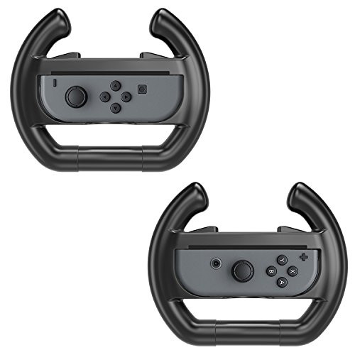 MoKo Steering Wheel for Nintendo Switch, [2 Pack] Racing Game Manipulate Grip for Nintendo Switch Joy-con Controller (Black)
