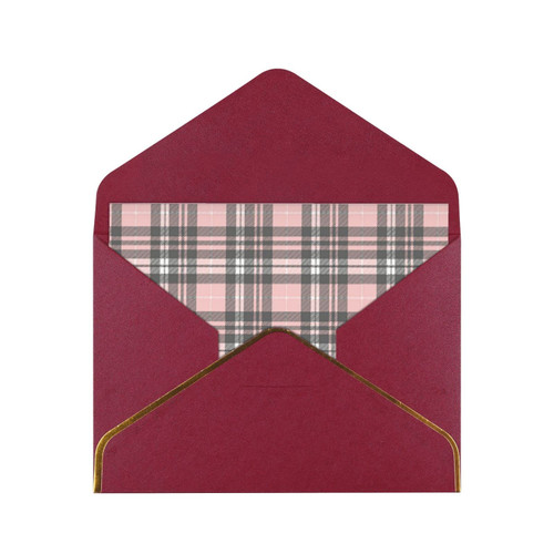 allgobee Greeting Cards Pink-Grey-Plaid-Tartan Envelope Blank Cards Cards For All Occasions,Birthday,Thank You,Wedding