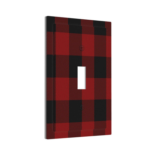 1-Gang Red-Black-Plaid-Pattern Decorative Wall Plates Thermoplastic Faceplate Cover(Single Toggle)