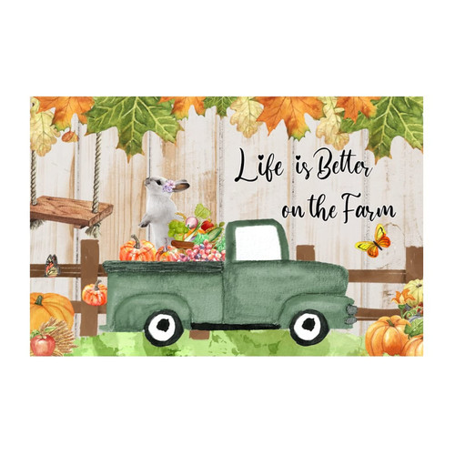 Life is Better on The Farm Wall Art Stickers Custom Bunny Rabbit Autumn Animal Painting Wall Decals Vinyl Wall Stickers Quotes for Nursery Kitchen Home Wall Decor