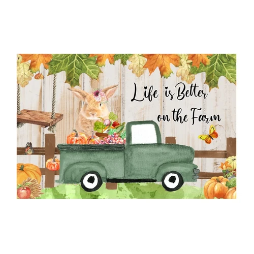 Life is Better on The Farm Dorm Wall Art Wall Decals Bunny Rabbit Autumn Animal Painting Peel and Stick Home Decals for Backdrop Office Kitchen Trucks Vinyl