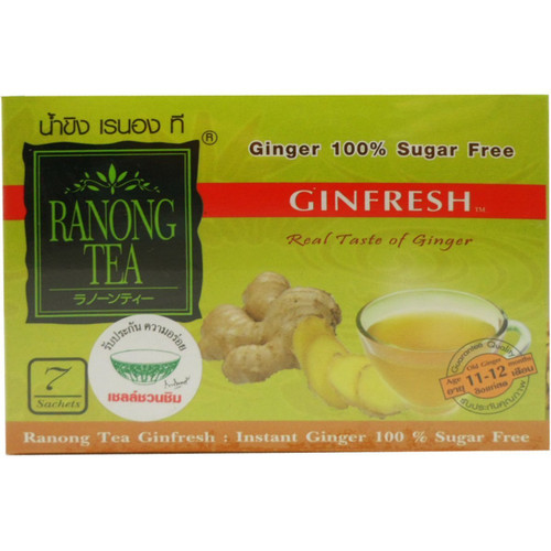 Ginfresh Instant Ginger Sugar Free Herbal Drink 100% Natural Net Wt 35 G (7 Sachets) Ranong-tea Brand X 3 Boxes