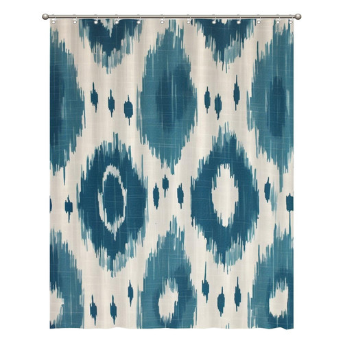 Navy Blue Beige Blue Ikat Print Shower Curtains 72x92 Inch Polyester Fabric Bathroom Shower Curtains with Hooks Durable Waterproof Shower Curtains for Bathroom Bathtub Home Decoration
