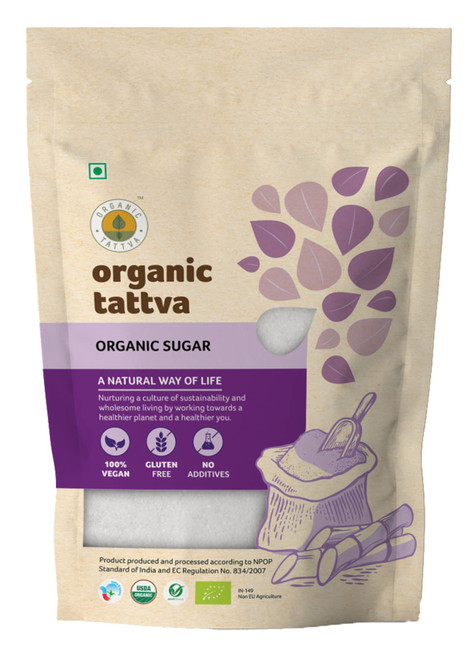 Organic Tattva Pure Cane Granulated Sugar, 1kg USDA Oganic Certified