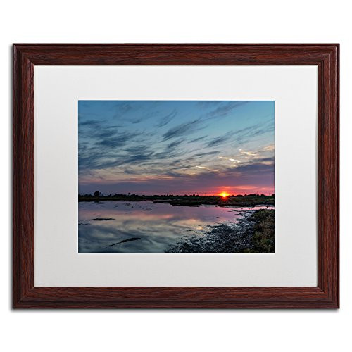 Trademark Fine Art Boundary Bay Sunset 2 by Pierre Leclerc, White Matte, Wood Frame, 16x20 Trademark Fine Art Boundary Bay Sunset 2 by Pierre Leclerc, White Matte, Wood Frame, 16x20