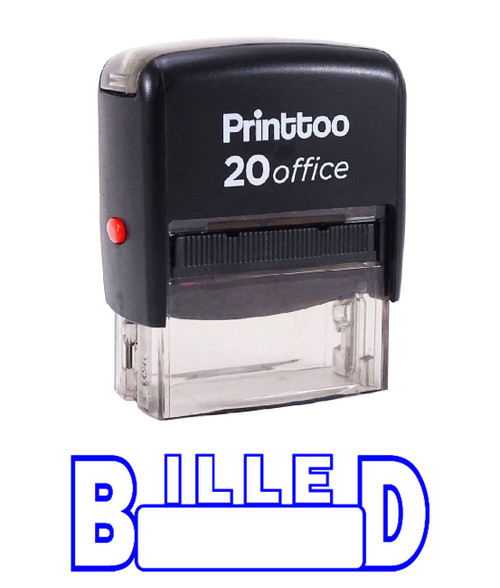 Printtoo Self Inking Billed Rubber Stamp Office Stationary Custom Stamp-Blue