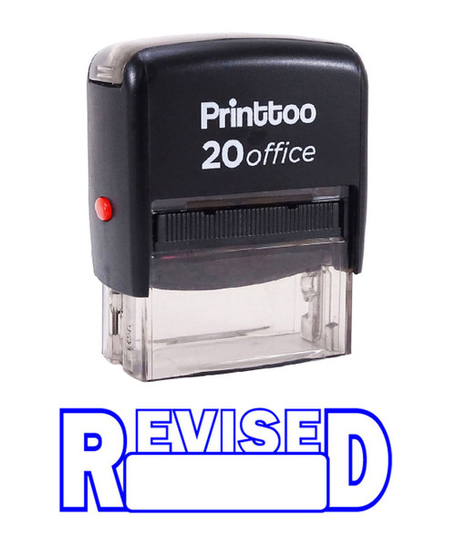 Printtoo Revised Self Inking Rubber Stamp Office Stationary Custom Stamp-Blue