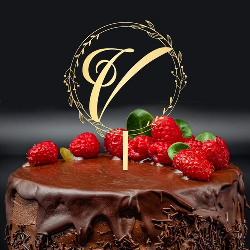 Rustic Wedding Cake Topper, Natural Wedding Topper, Initial Wedding Cake Topper, Personalized Wedding Cake Topper Name, Mirrored Gold Acrylic Cake Topper, Cake Topper Birthday