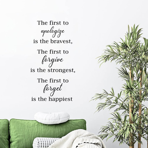Religious Christian Gift Wall Decal Vinyl The First to Apologize is The Bravest The First to Forgive Wall Stickers Vinyl Decals Removable Peel and Stick Wall Decal Home Bedroom Wall Decor