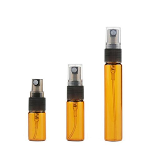 10 Pcs Mini Amber Glass Perfume Spray Bottle Travel Refillable Empty Cosmetic Water Atomizer Bottles Glass Sprayer Pump Bottles (3ml)