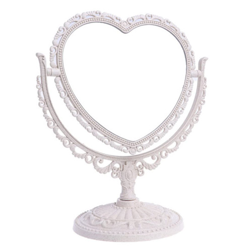 Eioflia Makeup Mirror Heart Shaped Rotatable Double Sided Desktop Cosmetic Vanity Mirror Beige Makeup Mirror,Cosmetic Mirror,Vanity Mirror,Table Mirror,Beauty Mirror,Portable Mirror,Desktop
