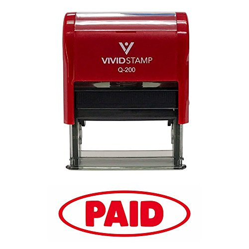PAID w/Oval Border Office Self-Inking Office Rubber Stamp (Red) - M