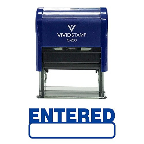 Basic ENTERED Self Inking Rubber Stamp (Blue Ink) - Medium