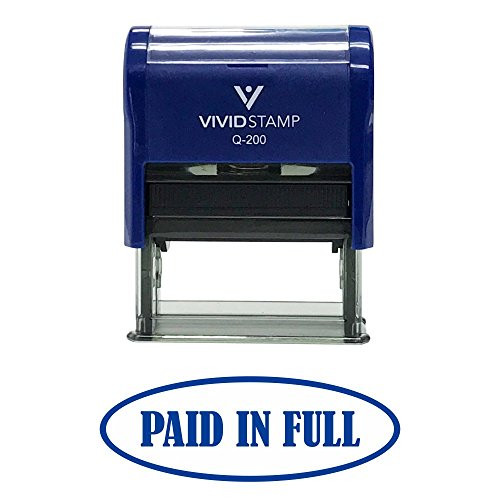 PAID IN FULL Self-Inking Office Rubber Stamp (Blue) - Medium