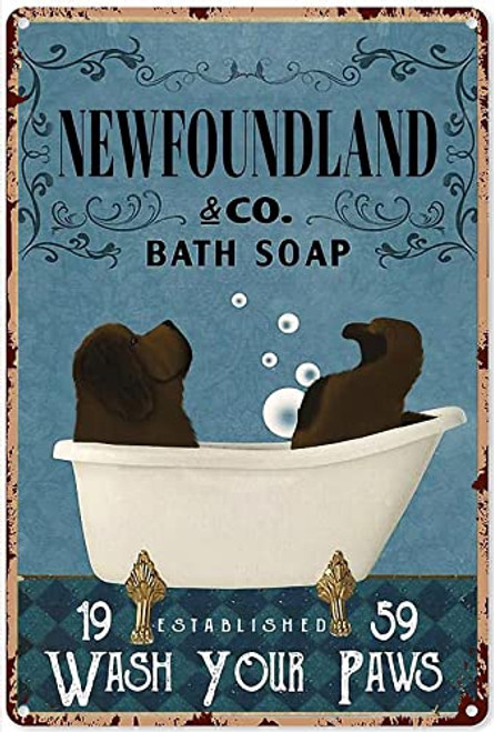 Funny Newfoundland Dog Bath soap wash Your paw Art Poster Tin Label Metal Plaque Tin Sign for Farmhouse Home Bathroom Garage Sign Man Cave Vintage Art Wall Home Decor 8x12 in Funny Newfoundland Dog Bath soap wash Your paw Art Poster Tin Label Metal Plaque Tin Sign for Farmhouse Home Bathroom Garage Sign Man Cave Vintage Art Wall Home Decor 8x12 in
