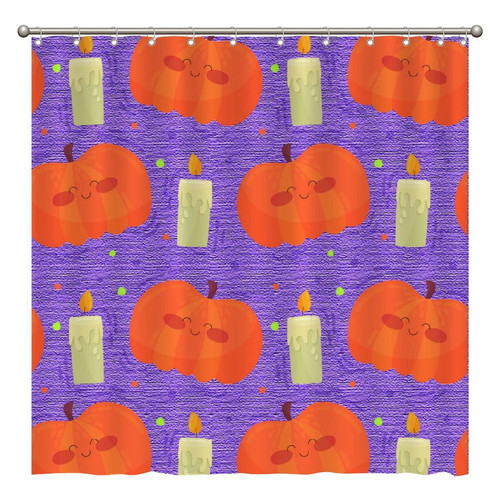 ArogGeld Halloween Pumpkin Candle Shower Curtain Happy Halloweeen Shower Curtains Bathroom Curtains Custom Durable Polyester Fabric Holiday Shower Curtain for Bathroom 72x72 Inches Set with 12 Hooks