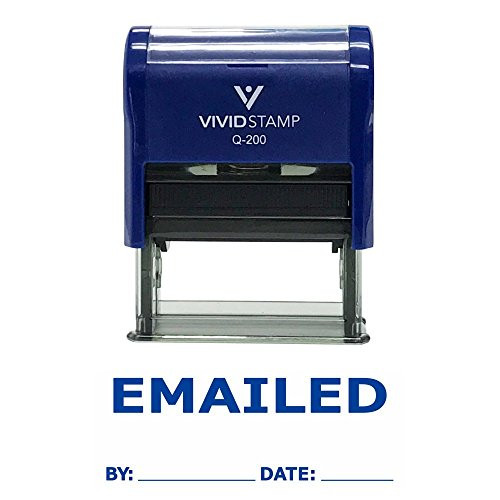 EMAILED By Date Self Inking Rubber Stamp (Blue Ink) Medium