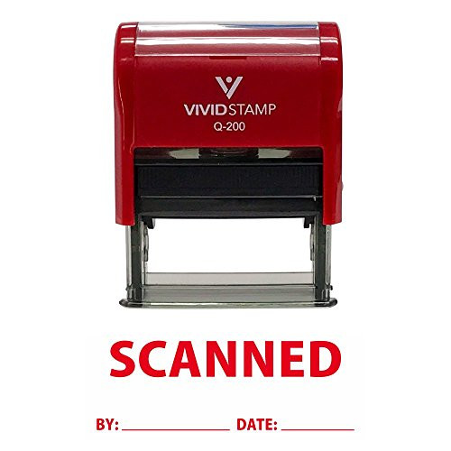 SCANNED By Date Self Inking Rubber Stamp (Red Ink) Medium