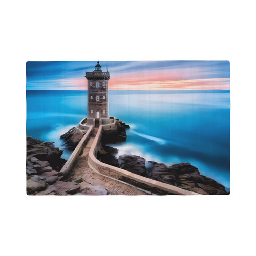 Beach Lighthouse Placemats Set Non-Slip Washable Linen Place Mats Heat Resistant Table Mats 12x18 Inch for Party Kitchen Dining Decoration