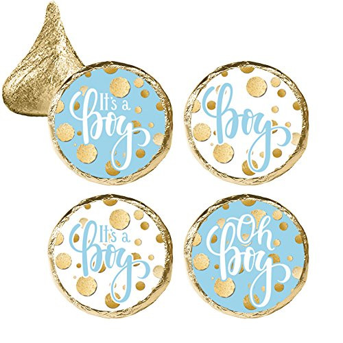 Blue and Gold It's a Boy Baby Shower Favor Stickers (324 Count)