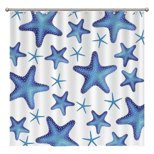 ArogGeld Sea Starfish Shower Curtain Ocean Animal Shower Curtains Bathroom Curtains Custom Durable Polyester Fabric Holiday Shower Curtain for Bathroom 72x72 Inches Set with 12 Hooks