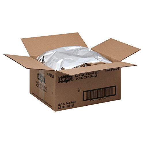 Lipton Iced Tea Bags Decaffeinated Black Unsweetened 3 gallon, Pack of 16