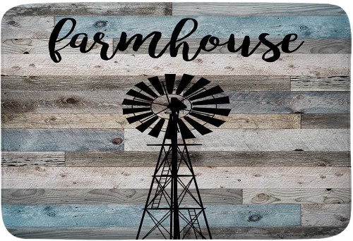 Farmhouse Bathroom Rugs, Teal Grey Vintage Rustic Wood Windmill Bathroom Rugs, Country Barnwood Bathroom Rugs Rustic Barn Wood Bath Mats for Bathroom Door Mat Non-Slip for Room Entryway 31"x20" Farmhouse Bathroom Rugs, Teal Grey Vintage Rustic Wood Windmill Bathroom Rugs, Country Barnwood Bathroom Rugs Rustic Barn Wood Bath Mats for Bathroom Door Mat Non-Slip for Room Entryway 31"x20"