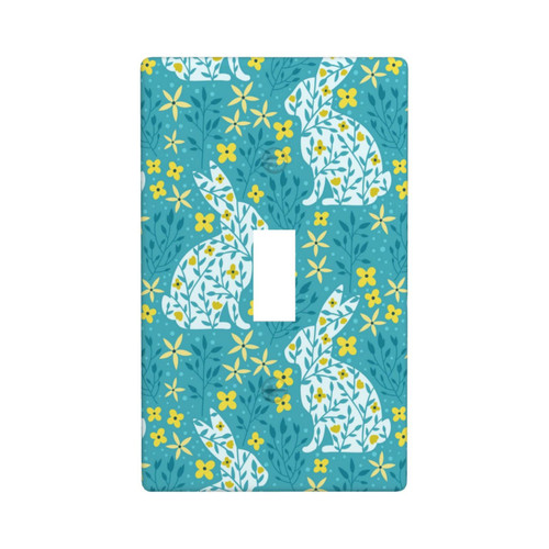 Decorative Single Toggle Switch Wall Plate Rabbit Flowers Spring Polycarbonate Outlet Cover Unbreakable Faceplate