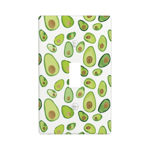 Decorative Single Toggle Switch Wall Plate Watercolor Avocado Painted Polycarbonate Outlet Cover Unbreakable Faceplate