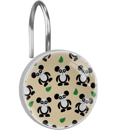 Cute Panda Baby GraphicShower Curtain Hooks Rings, Rust-Resistant Metal Glide Shower Hooks for Bathroom Shower Rods Curtains Set of 12