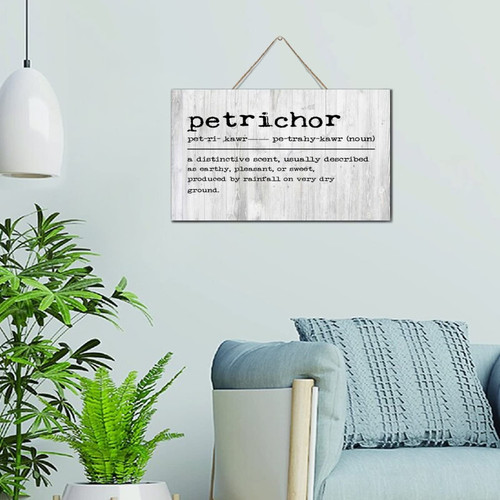 Autravelco Funny Table Decor Wood Sign Plaque Petrichor' Noun Definition Decorative Wall Art Wood Plaque Sign 6x10 Inch Words with Definition Wooden Hanging Signs Home Decor for Table Outdoor