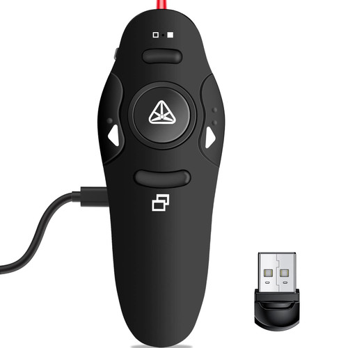 Rechargeable Presentation Clicker Wireless Presenter Remote USB Control Powerpoint PPT Clicker, Red Laser Pointer RF 2.4GHz Presenter Remote Google Slide Advancer for Computer/Laptop/Mac/Keynote