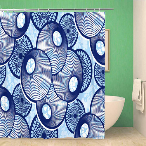 rouihot 72x72 Inches Shower Curtain Set with Hooks Textile Fashion African Print Fabric Super Wax File Summer Beach Home Decor Waterproof Polyester Fabric Bathroom Curtains