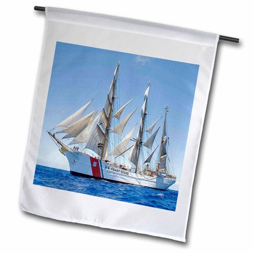 3dRose fl_205037_1 Print of Coast Guard Boat Garden Flag, 12 by 18"
