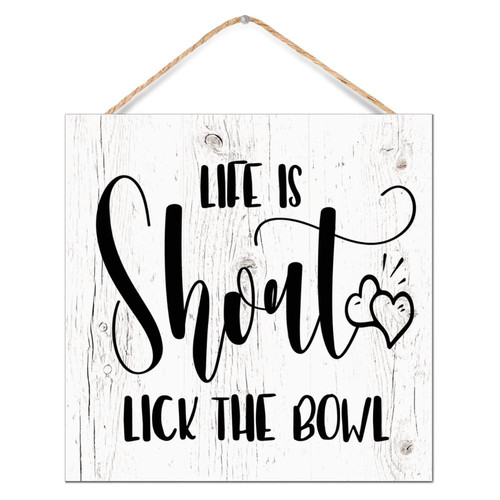 CustonCares Vintage Dinning Room Wall Decor Sign Life Is Short Lick The Bowl Gallery Wall Decor for Front Porch Distressed Decorative Wooden Plaque Sign Wooden Sign Gift Home 12x12in CustonCares Vintage Dinning Room Wall Decor Sign Life Is Short Lick The Bowl Gallery Wall Decor for Front Porch Distressed Decorative Wooden Plaque Sign Wooden Sign Gift Home 12x12in