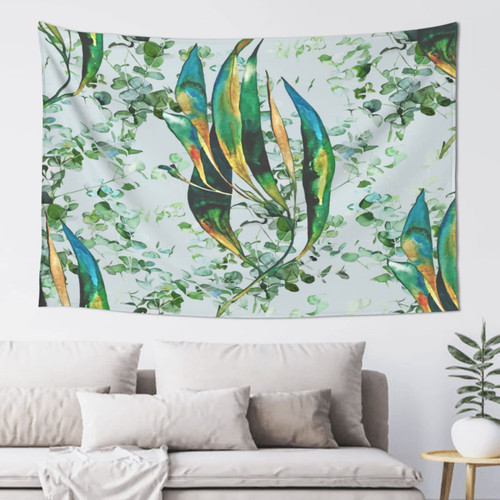 Allgobee Wall Hanging Botanical-Green-Watercolor Tapestry Wall Blanket For Living Room Bedroom Dorm Room Home Decor 60x40 Inch