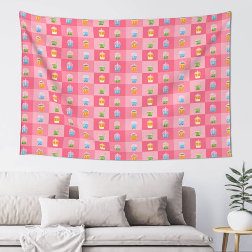 Allgobee Wall Hanging Vector-Bubble-Tea Tapestry Wall Blanket For Living Room Bedroom Dorm Room Home Decor 60x40 Inch