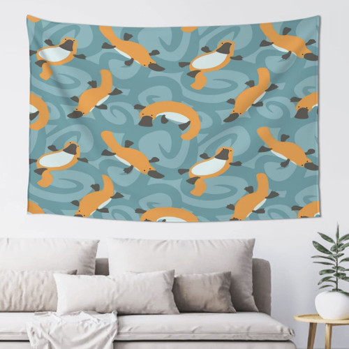 Allgobee Wall Hanging Swimming-Cute-Platypus Tapestry Wall Blanket For Living Room Bedroom Dorm Room Home Decor 60x40 Inch