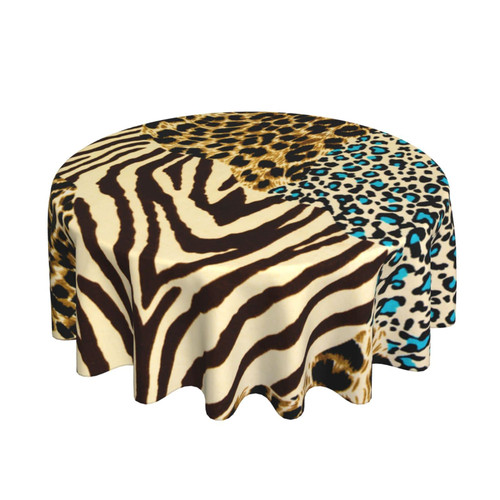 Round Tablecloth Tiger-Prints-Zebra 60 Inch Polyester Table Cloth Table Cover for Dining Table,Parties,Camping