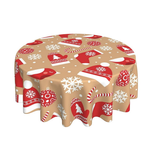 Round Tablecloth Christmas-Sock-Clothes-Decoration 60 Inch Polyester Table Cloth Table Cover for Dining Table,Parties,Camping