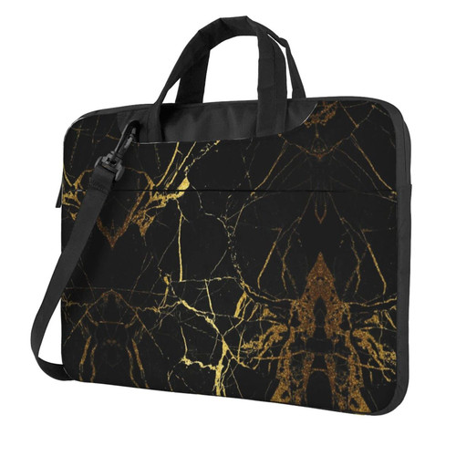 Black Gold MarblePrinted Laptop Bag,15.6 14 13 Inch Laptop Sleeve Case Slim Protective Computer Carrying Case