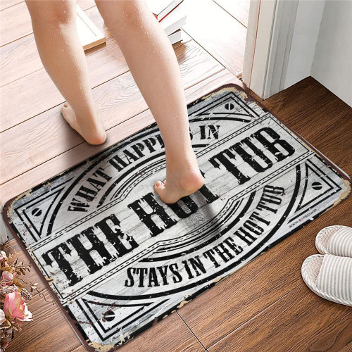 COTECI Funny Hot Tubs Mat What Happens in The Hot Tub Stays in The Hot Tub ?Reusable Durable Washable Floor Mat?Hot Tub Accessories for Adults 36"x24"
